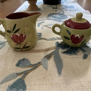 Vintage Stangl Pottery Floral Cream and Sugar Set